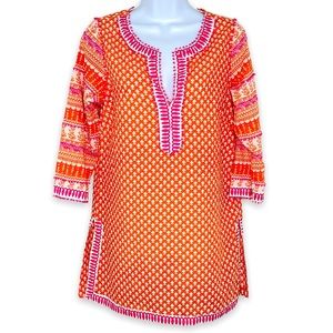 Gretchen Scott Orange Beaded Tunic Top Size S